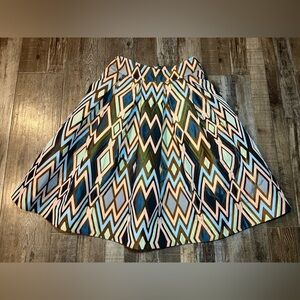 ERIKA CAVALLINI Vintage Pleated Geometric Diamond Multicolor Skirt Med/Italy 42